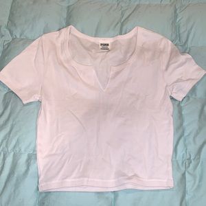 PINK V-neck Cropped Top